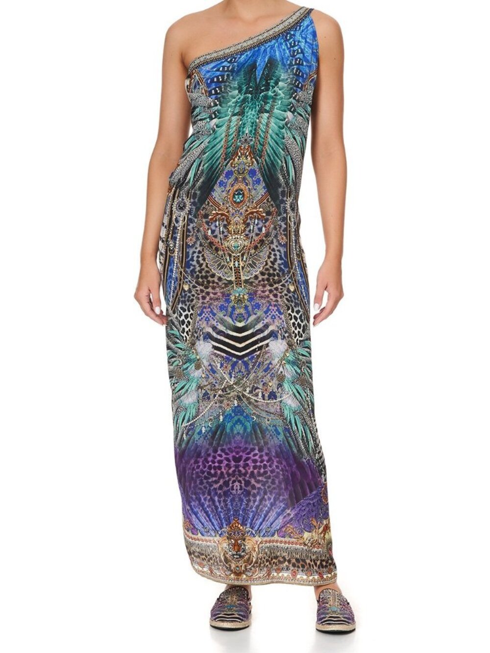 NWOT Camilla One-Shoulder Kaftan Animal Army S/M $649 - Picture 8 of 11